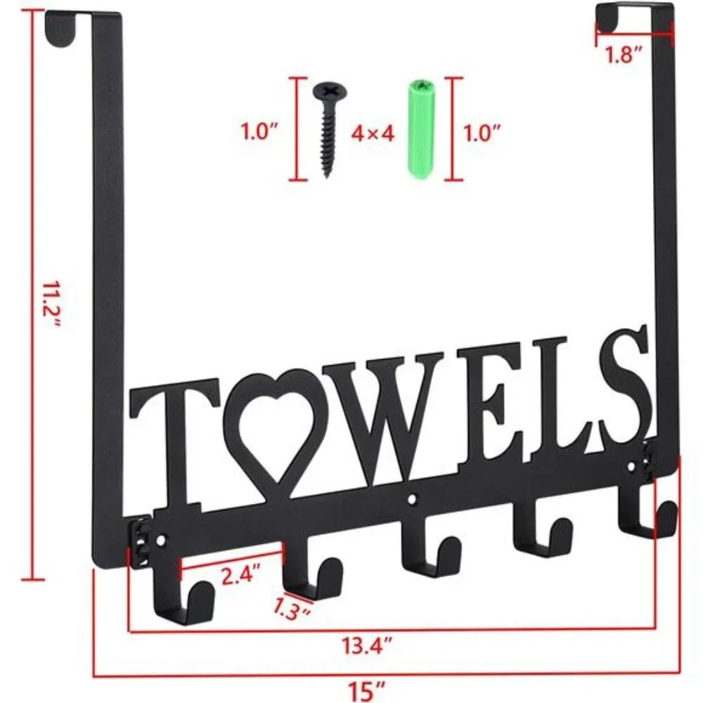 Over The Door Towel Rack Metal Bath Towel Holder Hanger for Bathroom Bedroom